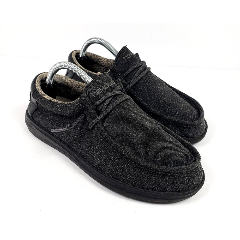 Hey Dude Wally Youth Size 4Y Womens Sz 5 Black Slip On Casual Loafer Shoes